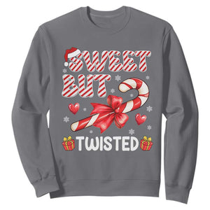 Funny Christmas Sweatshirt Sweet But Twisted Candy Cane Xmas Holiday TS10 Charcoal Print Your Wear