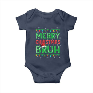 Merry Christmas Bruh Baby Onesie Meme Funny Saying Bro Greeting TS10 Navy Print Your Wear