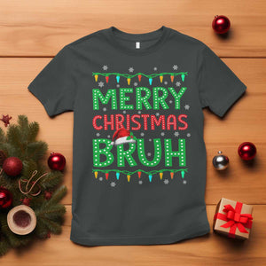 Merry Christmas Bruh T Shirt Meme Funny Saying Bro Greeting TS10 Dark Heather Print Your Wear