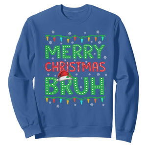 Merry Christmas Bruh Sweatshirt Meme Funny Saying Bro Greeting TS10 Royal Blue Print Your Wear