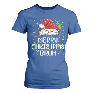 Merry Christmas Bruh T Shirt For Women Funny Saying Santa Claus Christmas Lights Pajama TS10 Royal Blue Print Your Wear