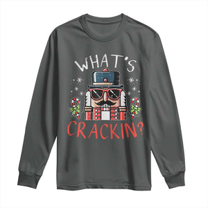 Christmas Nutcracker Long Sleeve Shirt Whats Crackin Funny Xmas TS10 Dark Heather Print Your Wear