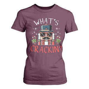 Christmas Nutcracker T Shirt For Women Whats Crackin Funny Xmas TS10 Maroon Print Your Wear