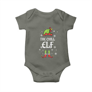 Funny Christmas Chill Guy Baby Onesie The Chill Elf Meme Xmas Family Match TS10 Military Green Print Your Wear