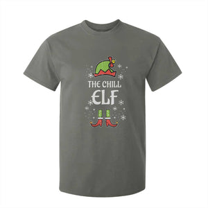 Funny Christmas Chill Guy T Shirt For Kid The Chill Elf Meme Xmas Family Match TS10 Military Green Print Your Wear