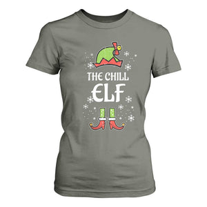 Funny Christmas Chill Guy T Shirt For Women The Chill Elf Meme Xmas Family Match TS10 Military Green Print Your Wear