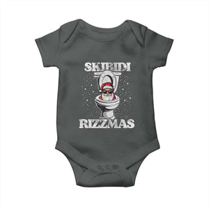 Funny Christmas Baby Onesie Skibidi Rizzmas Rizz Santa Toilet Kid Cool TS10 Dark Heather Print Your Wear