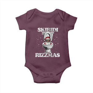 Funny Christmas Baby Onesie Skibidi Rizzmas Rizz Santa Toilet Kid Cool TS10 Maroon Print Your Wear