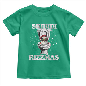 Funny Christmas Toddler T Shirt Skibidi Rizzmas Rizz Santa Toilet Kid Cool TS10 Irish Green Print Your Wear