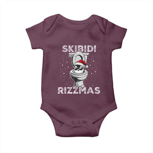 Funny Christmas Baby Onesie Skibidi Rizzmas Rizz Santa Toilet Penguin Kid Cool TS10 Maroon Print Your Wear