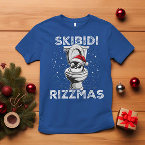 Funny Christmas T Shirt Skibidi Rizzmas Rizz Santa Toilet Penguin Kid Cool TS10 Royal Blue Print Your Wear