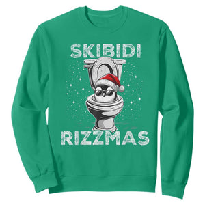 Funny Christmas Sweatshirt Skibidi Rizzmas Rizz Santa Toilet Penguin Kid Cool TS10 Irish Green Print Your Wear