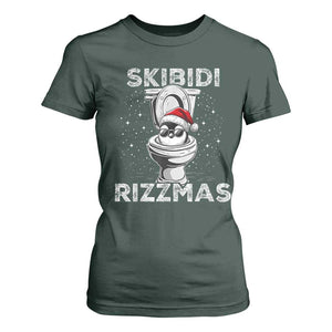 Funny Christmas T Shirt For Women Skibidi Rizzmas Rizz Santa Toilet Penguin Kid Cool TS10 Dark Forest Green Print Your Wear
