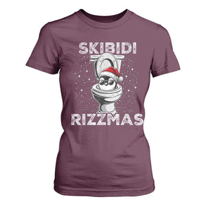 Funny Christmas T Shirt For Women Skibidi Rizzmas Rizz Santa Toilet Penguin Kid Cool TS10 Maroon Print Your Wear