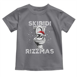 Funny Christmas Toddler T Shirt Skibidi Rizzmas Rizz Santa Toilet Penguin Kid Cool TS10 Charcoal Print Your Wear