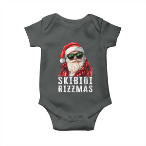 Funny Christmas Santa Baby Onesie Skibidi Rizzmas Christmas Rizz Santa Claus Charisma Kid Cool TS10 Dark Heather Print Your Wear