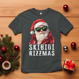 Funny Christmas Santa T Shirt Skibidi Rizzmas Christmas Rizz Santa Claus Charisma Kid Cool TS10 Dark Heather Print Your Wear