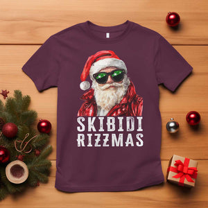 Funny Christmas Santa T Shirt Skibidi Rizzmas Christmas Rizz Santa Claus Charisma Kid Cool TS10 Maroon Print Your Wear