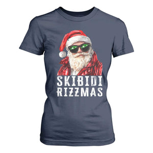 Funny Christmas Santa T Shirt For Women Skibidi Rizzmas Christmas Rizz Santa Claus Charisma Kid Cool TS10 Navy Print Your Wear