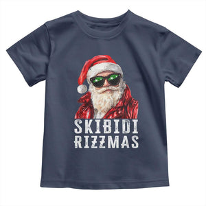 Funny Christmas Santa Toddler T Shirt Skibidi Rizzmas Christmas Rizz Santa Claus Charisma Kid Cool TS10 Navy Print Your Wear