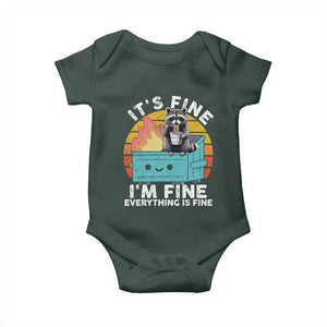 Funny Racoon Baby Onesie Eating Instant Noodle Cup Dumpster Fire Everything Is Fine Meme TS10 Print Your Wear