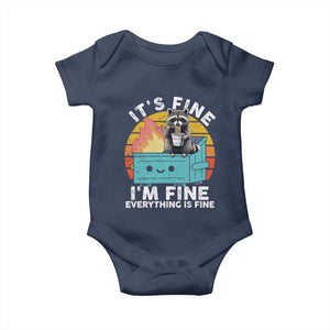 Funny Racoon Baby Onesie Eating Instant Noodle Cup Dumpster Fire Everything Is Fine Meme TS10 Navy Print Your Wear