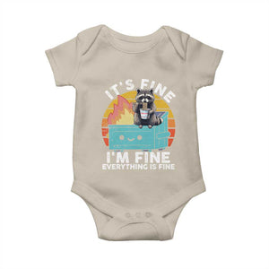 Funny Racoon Baby Onesie Eating Instant Noodle Cup Dumpster Fire Everything Is Fine Meme TS10 Sand Print Your Wear