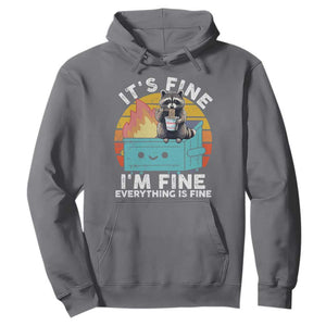 Funny Racoon Hoodie Eating Instant Noodle Cup Dumpster Fire Everything Is Fine Meme TS10 Charcoal Print Your Wear