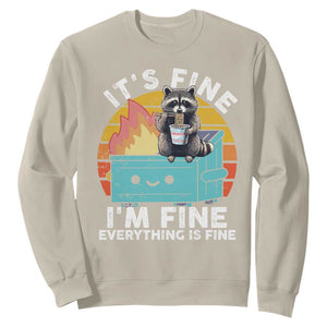 Funny Racoon Sweatshirt Eating Instant Noodle Cup Dumpster Fire Everything Is Fine Meme TS10 Sand Print Your Wear