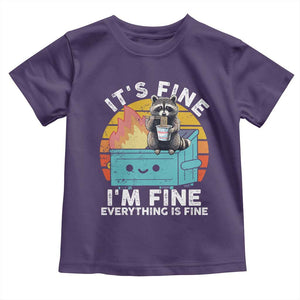 Funny Racoon Toddler T Shirt Eating Instant Noodle Cup Dumpster Fire Everything Is Fine Meme TS10 Purple Print Your Wear