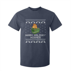 Funny Christmas T Shirt For Kid Warm Holiday Wishes Dumpster Fire Ugly Christmas TS10 Navy Print Your Wear