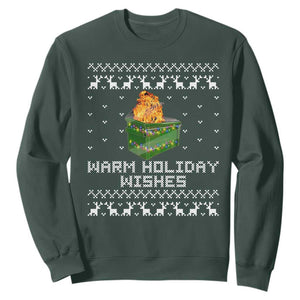 Funny Christmas Sweatshirt Warm Holiday Wishes Dumpster Fire Ugly Christmas TS10 Dark Forest Green Print Your Wear