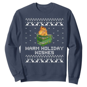 Funny Christmas Sweatshirt Warm Holiday Wishes Dumpster Fire Ugly Christmas TS10 Navy Print Your Wear