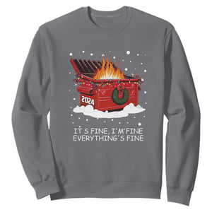 Dumpster Fire Sweatshirt Everythings Fine Funny Christmas TS10 Charcoal Print Your Wear