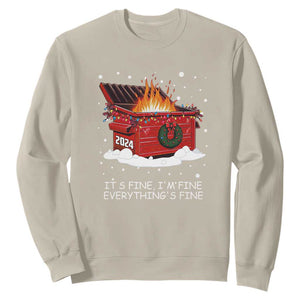 Dumpster Fire Sweatshirt Everythings Fine Funny Christmas TS10 Sand Print Your Wear