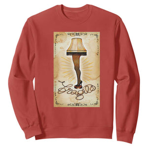 Funny Christmas Movie Sweatshirt Fragile Leg Lamp TS10 Red Print Your Wear