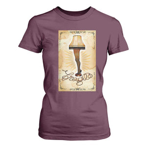 Funny Christmas Movie T Shirt For Women Fragile Leg Lamp TS10 Maroon Print Your Wear