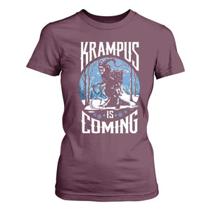 Christmas Krampus T Shirt For Women Krampusnacht Monster Krampus Lover Festive Horror TS10 Maroon Print Your Wear