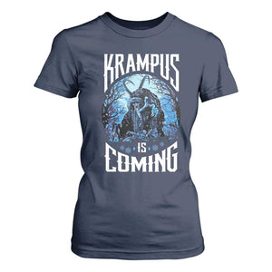 Christmas Krampus T Shirt For Women Krampusnacht Monster Krampus Is Coming TS10 Navy Print Your Wear