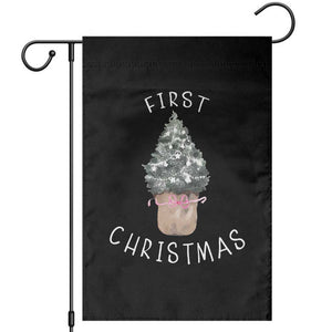 My First Christmas Garden Flag Baby's First Holiday Xmas Tree Bow TS10 Black Print Your Wear