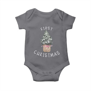 My First Christmas Baby Onesie Baby's First Holiday Xmas Tree Bow TS10 Charcoal Print Your Wear