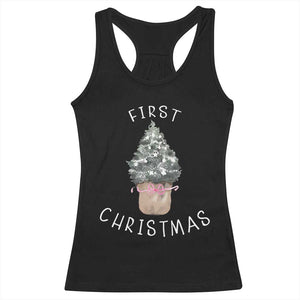 My First Christmas Racerback Tank Top Baby's First Holiday Xmas Tree Bow TS10 Black Print Your Wear