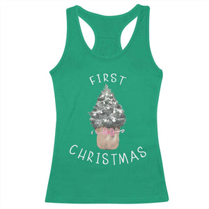 My First Christmas Racerback Tank Top Baby's First Holiday Xmas Tree Bow TS10 Irish Green Print Your Wear