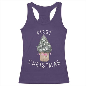 My First Christmas Racerback Tank Top Baby's First Holiday Xmas Tree Bow TS10 Purple Print Your Wear