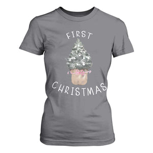My First Christmas T Shirt For Women Baby's First Holiday Xmas Tree Bow TS10 Charcoal Print Your Wear