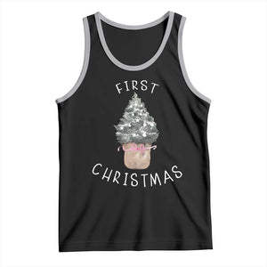 My First Christmas Tank Top Baby's First Holiday Xmas Tree Bow TS10 Black Athletic Heather Print Your Wear