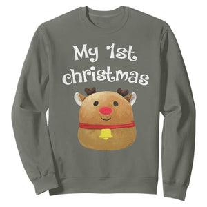 Baby First Christmas Outfit Sweatshirt Cute Reindeer Santa Boys Girls TS10 Military Green Print Your Wear
