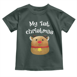 Baby First Christmas Outfit Toddler T Shirt Cute Reindeer Santa Boys Girls TS10 Dark Forest Green Print Your Wear