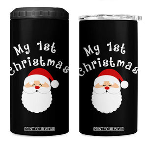 My First Christmas 4 in 1 Can Cooler Tumbler Baby's First Holiday Xmas Santa TS10 One Size: 16 oz Black Print Your Wear