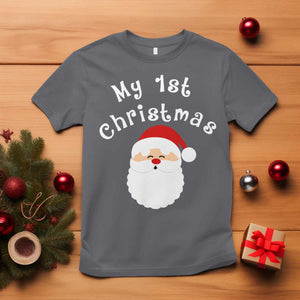 My First Christmas T Shirt Baby's First Holiday Xmas Santa TS10 Charcoal Print Your Wear